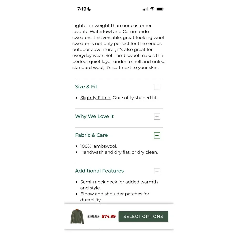 LL Bean Maine Guide Lambswool Sweater Elbow Patch Olive Sz M Quiet Luxury Preppy
